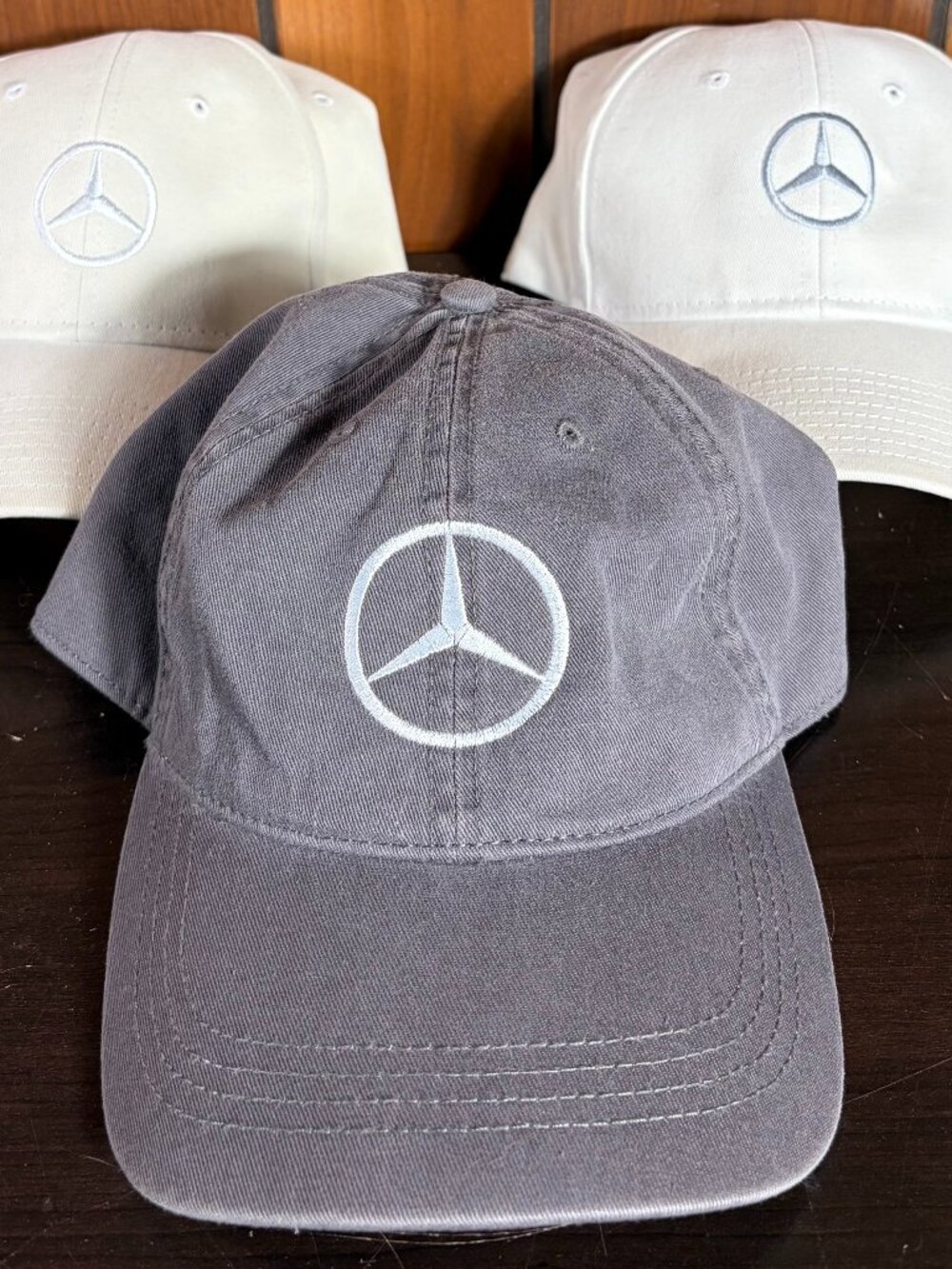 Lot of 3 Cap America Mercedes Benz Embroidered Logo Hats 2 White 1 Gray